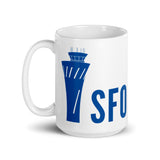 SFO Tower (side view) White glossy mug