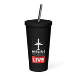 AIRLINE VIDEOS LIVE Insulated tumbler with a straw