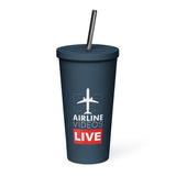 AIRLINE VIDEOS LIVE Insulated tumbler with a straw