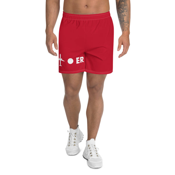 PLANE-SPOT-ER (RED) Men's Athletic Long Shorts