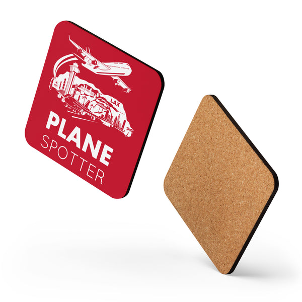 PLANE SPOTTER (RED) Cork-back coaster