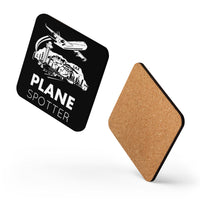 PLANE SPOTTER (BLACK) Cork-back coaster