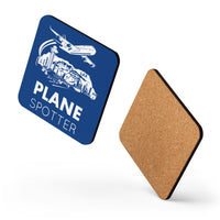 PLANE SPOTTER (BLUE) Cork-back coaster