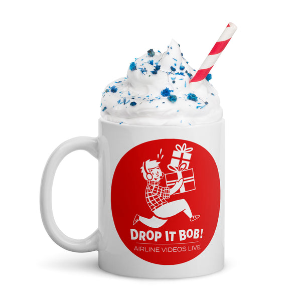 DROP IT BOB! (RED) White glossy mug